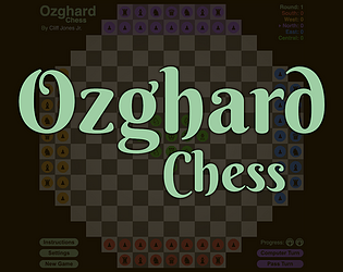 a screenshot of a round five-player chess board with 'Ozghard Chess' overlaid in green